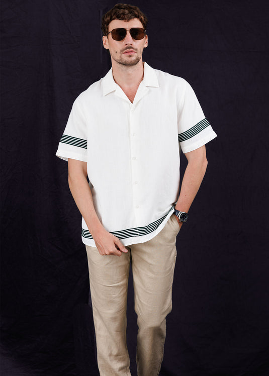 Linen Embroidered S/S Shirt.