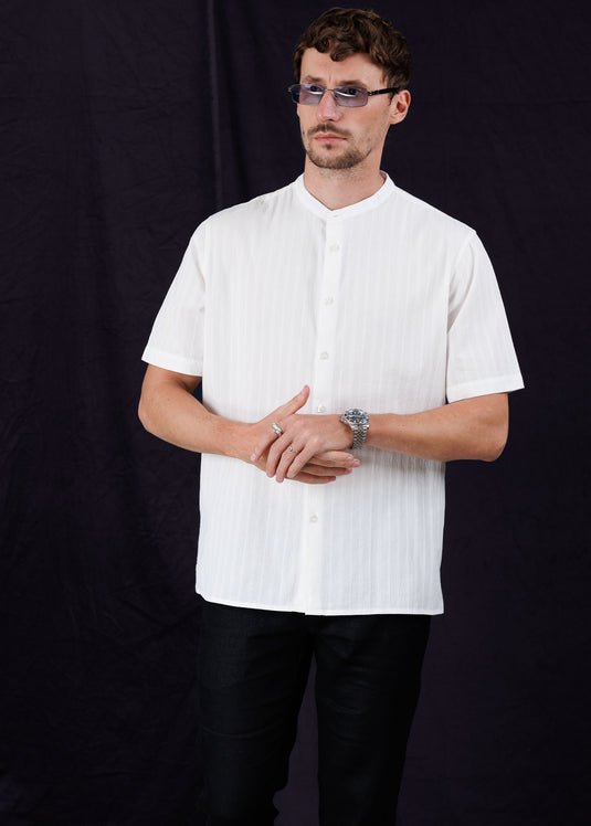 Mandarin Collar S/S Shirt.