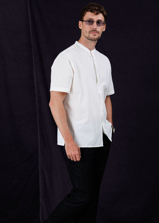 Mandarin Collar S/S Shirt.