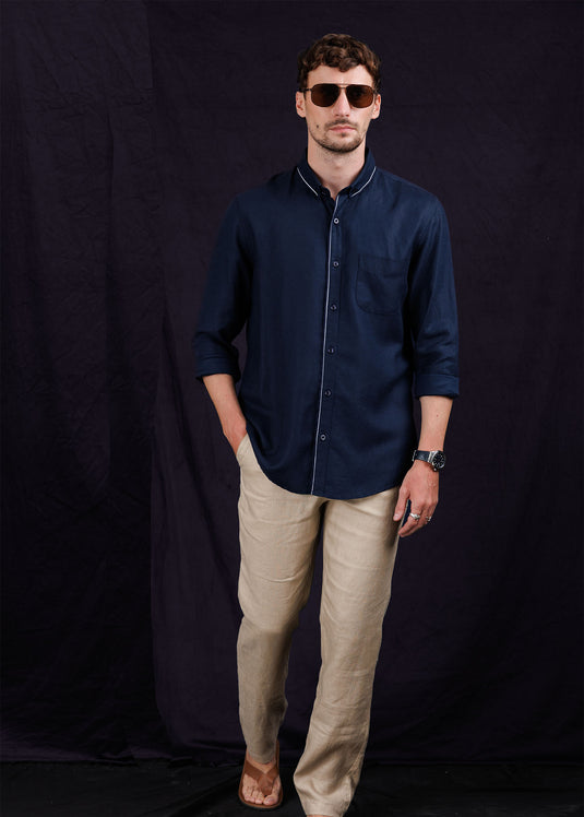 Detailed Linen L/S Shirt.