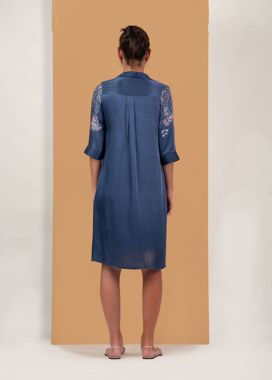 Batik side slit collar dress
