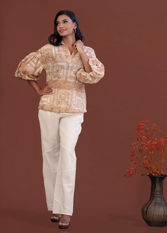 Batik balloon sleeve top