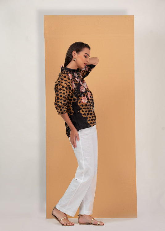 Batik roses hand printed shirt blouse