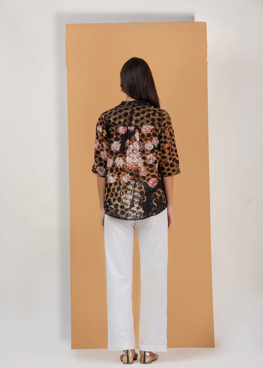 Batik roses hand printed shirt blouse