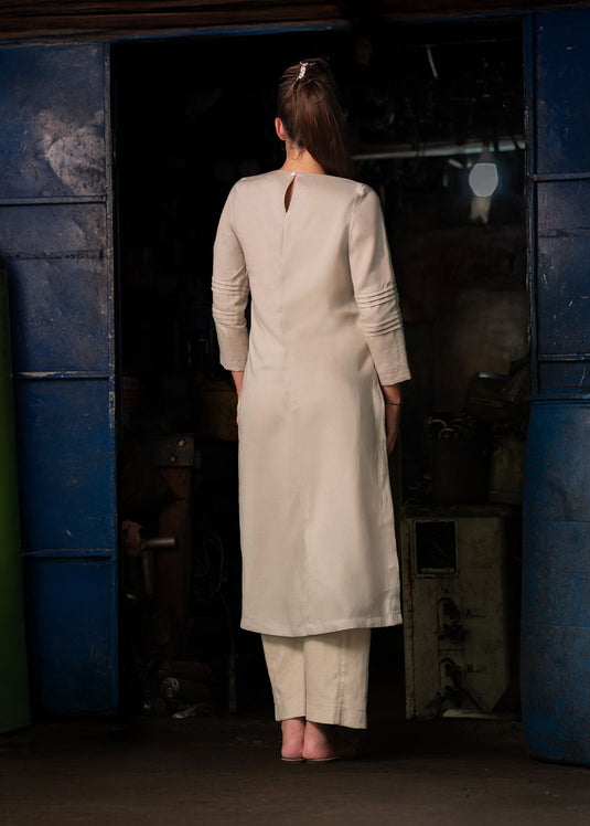 Pintuck Detailed Long Kurtha Top