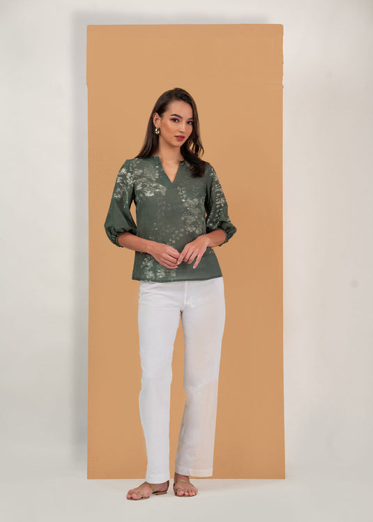 Batik Puff Sleeve Top