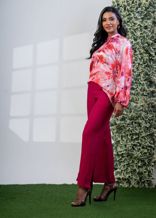 High neck cold shoulder kaftan top