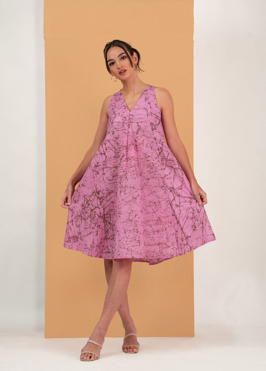 Back flowers  printed sleeveless dress
