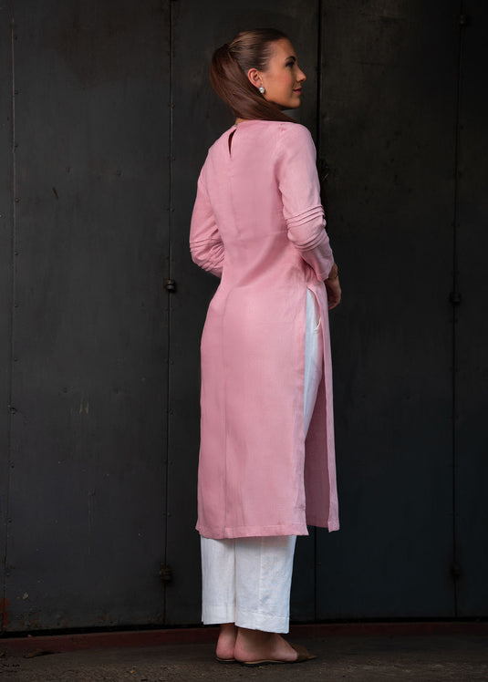 Pintuck Detailed Long Kurtha Top