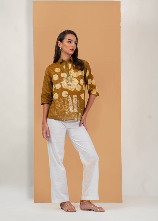 Batik roses hand printed shirt blouse