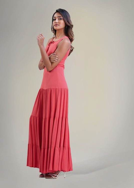 Tiered panel maxi dress