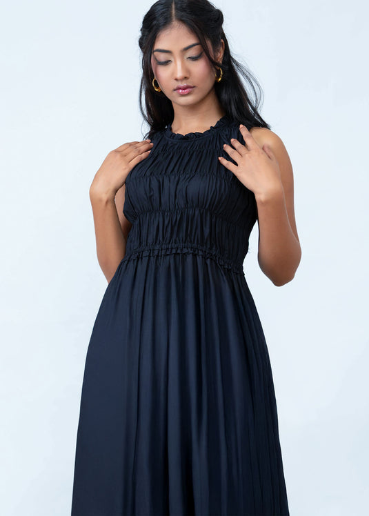 Sleeveless Dress With Ruched Front