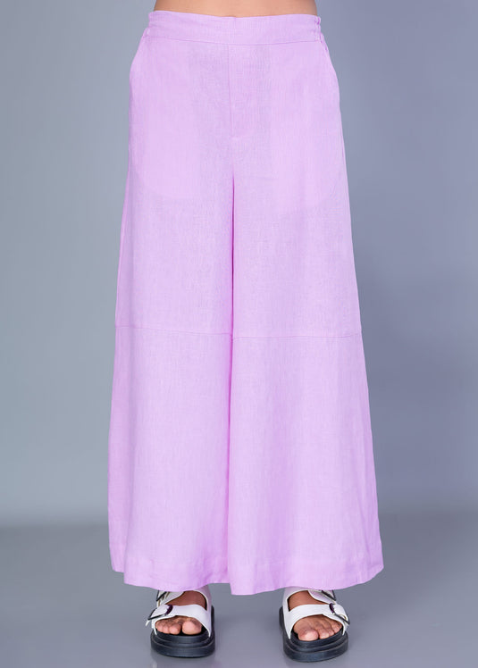 Wide Hem Linen Pant With Elasticated Back