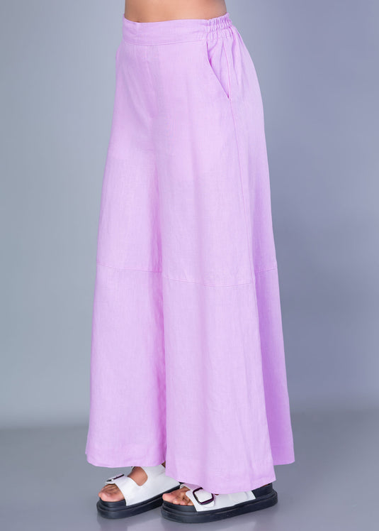 Wide Hem Linen Pant With Elasticated Back