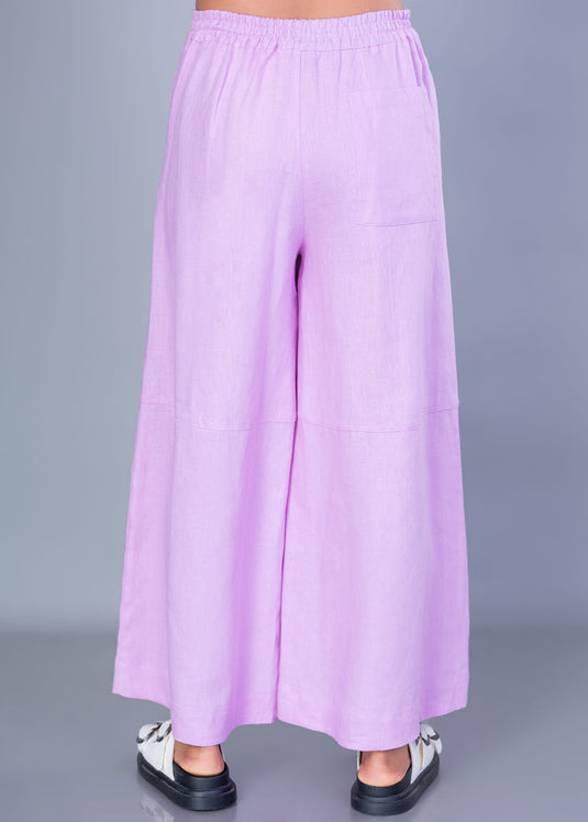Wide Hem Linen Pant With Elasticated Back