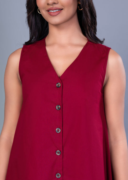 V Neck Button Down Dress