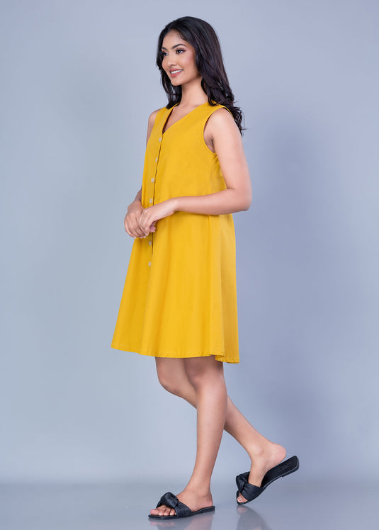 V Neck Button Down Dress