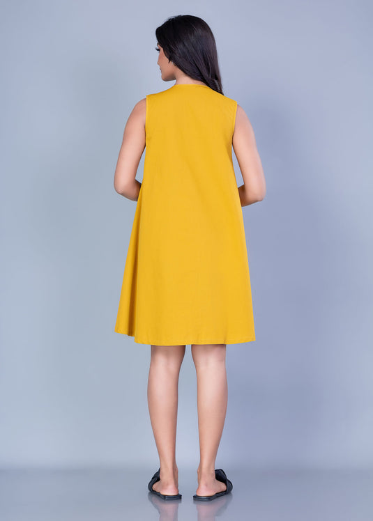 V Neck Button Down Dress