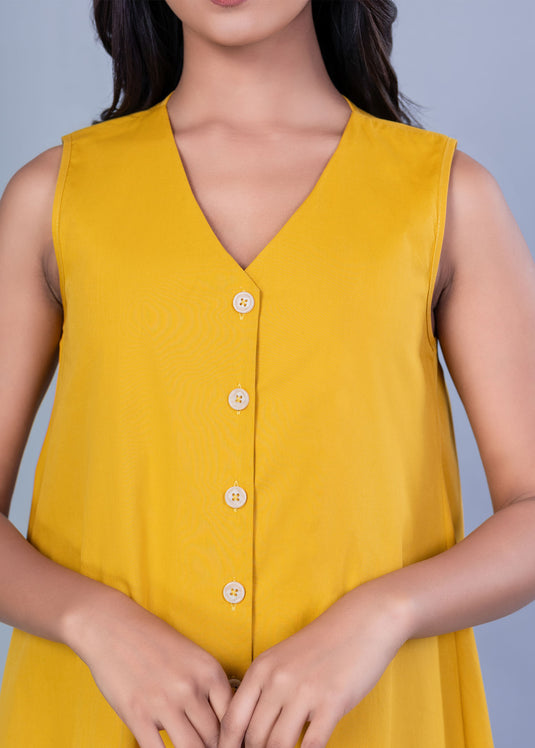 V Neck Button Down Dress