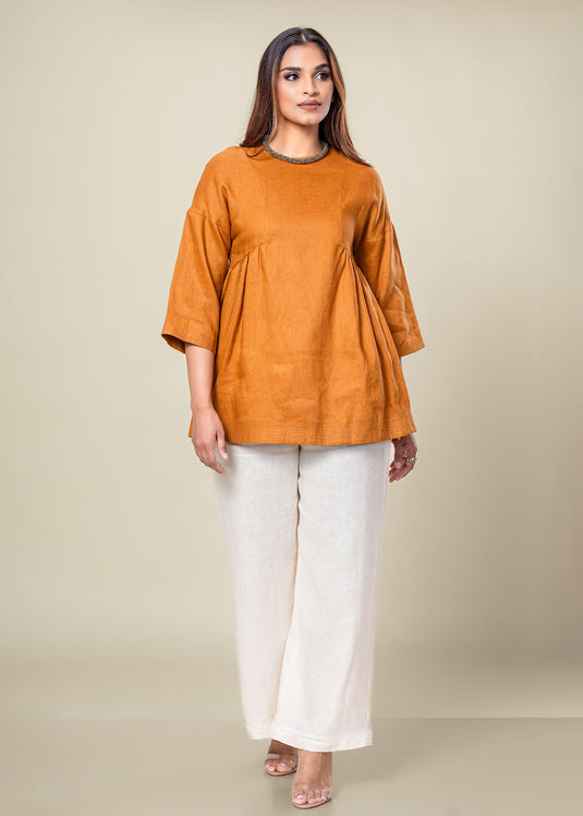 Round Neck Linen Blouse