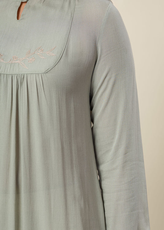 Hand Embroidered Kurtha Top With Bottom Lace