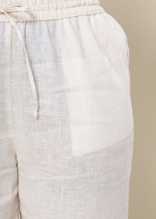 Basic Linen Draw Cord Pant With Bottom Lace