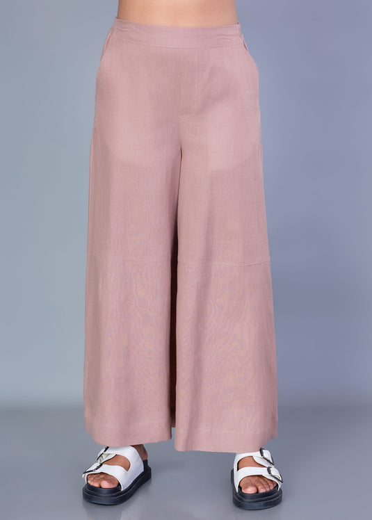 Wide Hem Linen Pant With Elasticated Back
