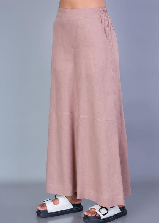 Wide Hem Linen Pant With Elasticated Back