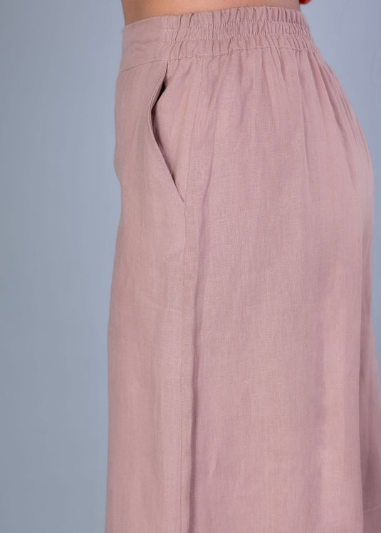 Wide Hem Linen Pant With Elasticated Back