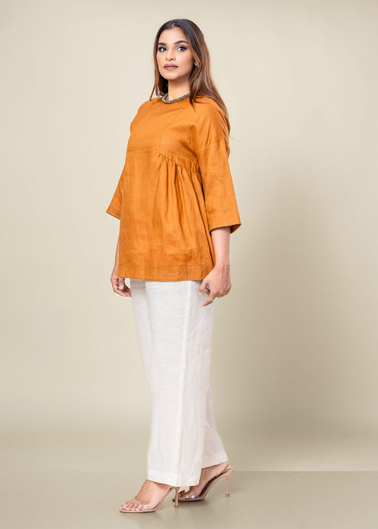 Round Neck Linen Blouse