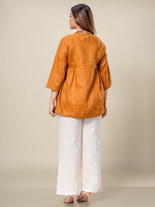 Round Neck Linen Blouse
