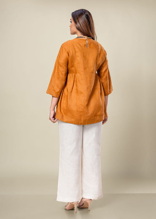 Round Neck Linen Blouse