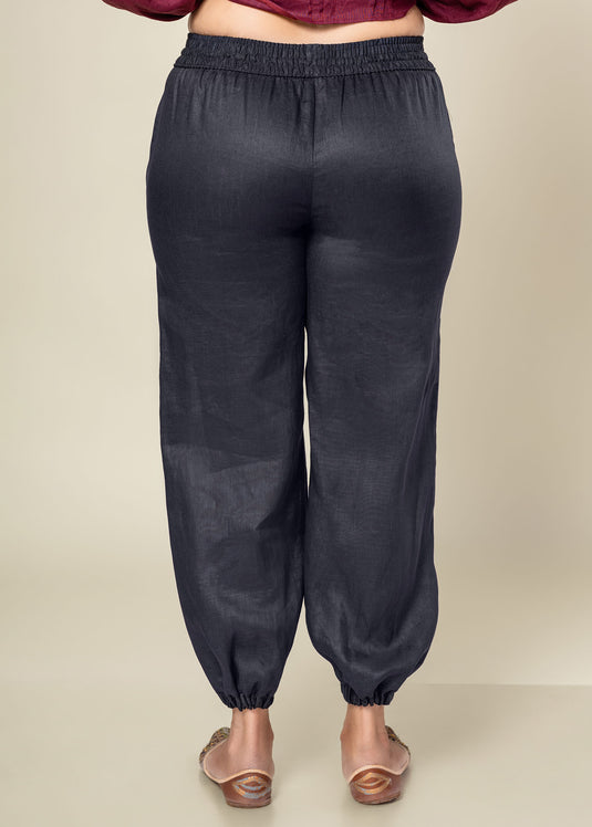 Draw Cord Linen Pant With Elasticated Hem