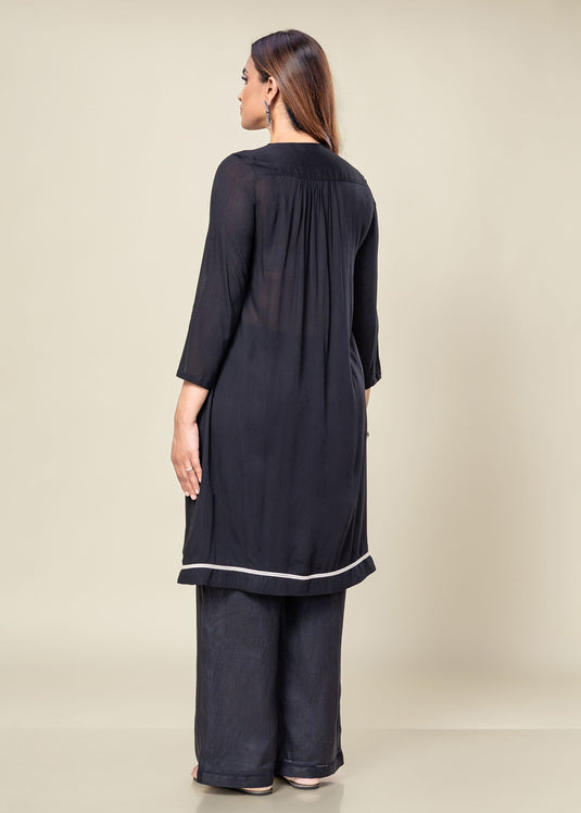 Hand Embroidered Kurtha Top With Bottom Lace