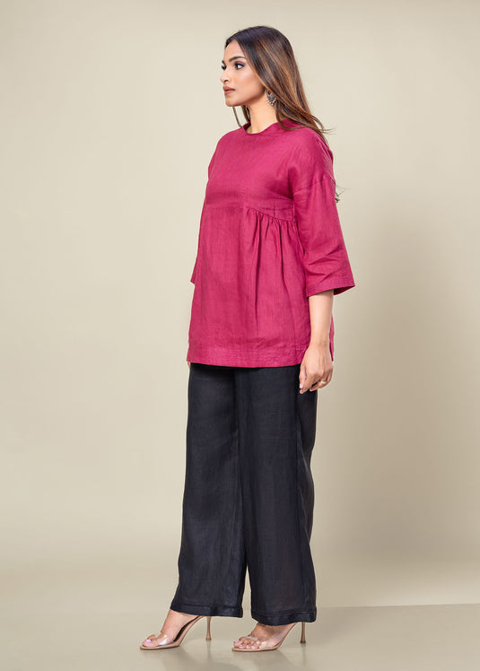 Round Neck Linen Blouse