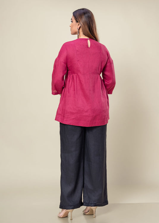 Round Neck Linen Blouse