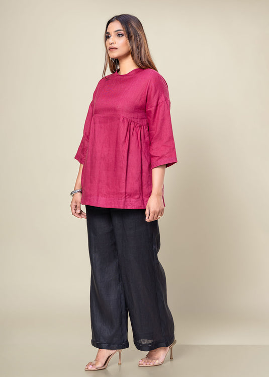 Round Neck Linen Blouse