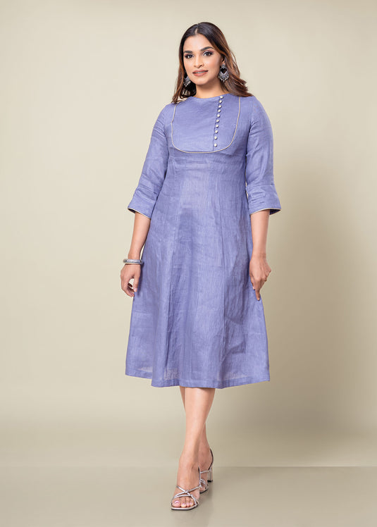 Linen Dress With Side Button Detail