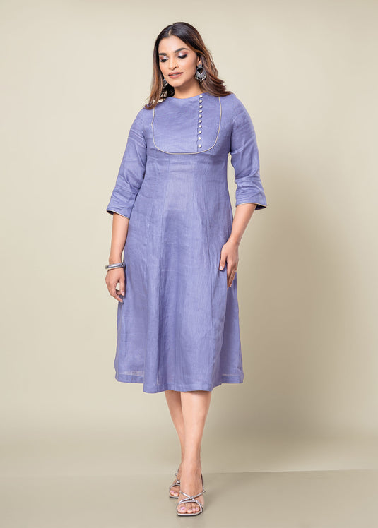 Linen Dress With Side Button Detail