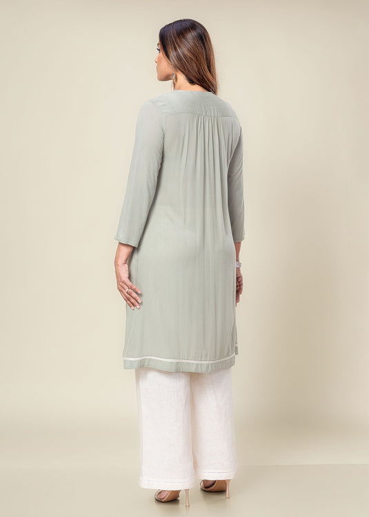 Hand Embroidered Kurtha Top With Bottom Lace
