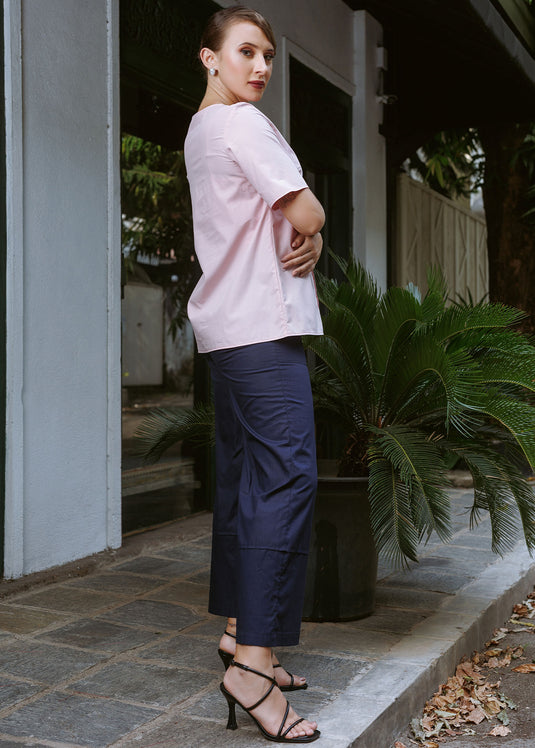 Short sleeve blouse with pintuck detail