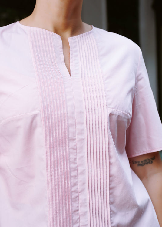 Short sleeve blouse with pintuck detail