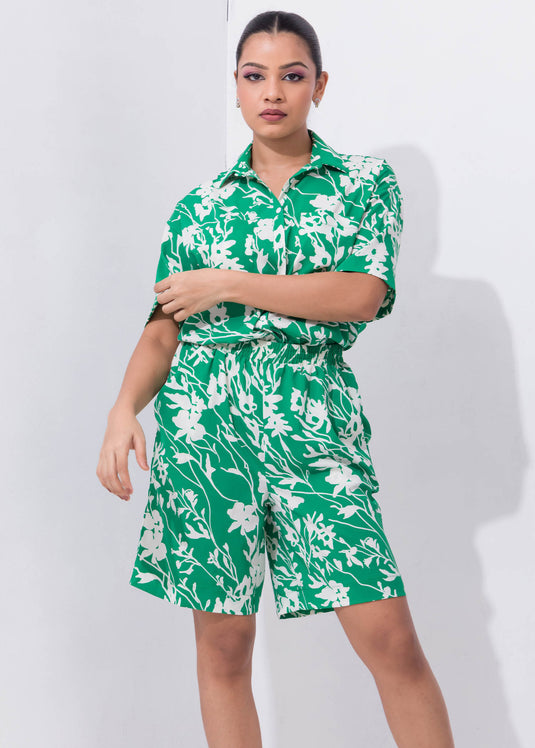 Printed Short Sleeve Blouse