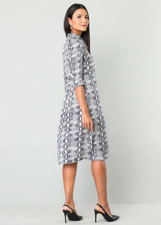 Printed functional wrap dress