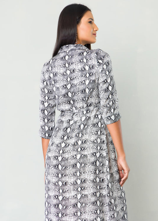 Printed functional wrap dress