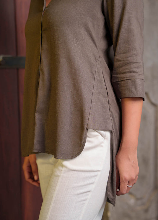 High Low Hem Button Down Blouse