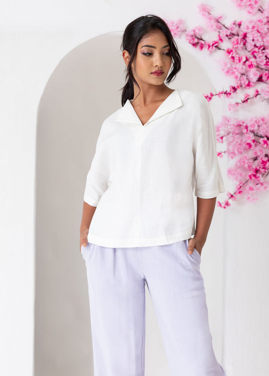 Cotton Blouse With Collar Detail