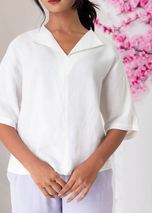 Cotton Blouse With Collar Detail