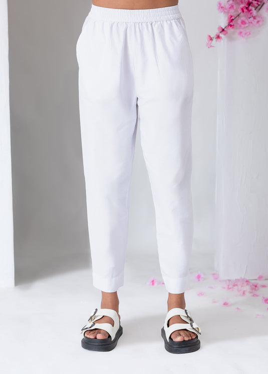 Elasticated Waist Pant With Narrow Hem
