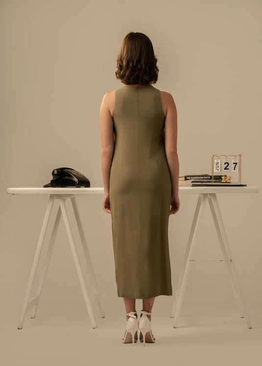 Sleeveless mock wrap dress